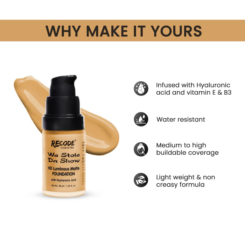 Recode 06 HD Luminous Matte Foundation 30 ML 06 Jambudvipa